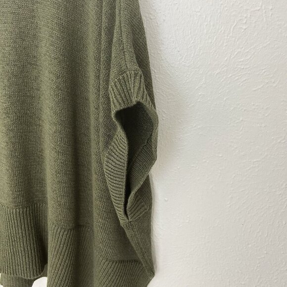 Chicos L/XL Green Pullover Kimono Short Sleeve Knit Sweater Poncho Career Casual - Picture 7 of 11